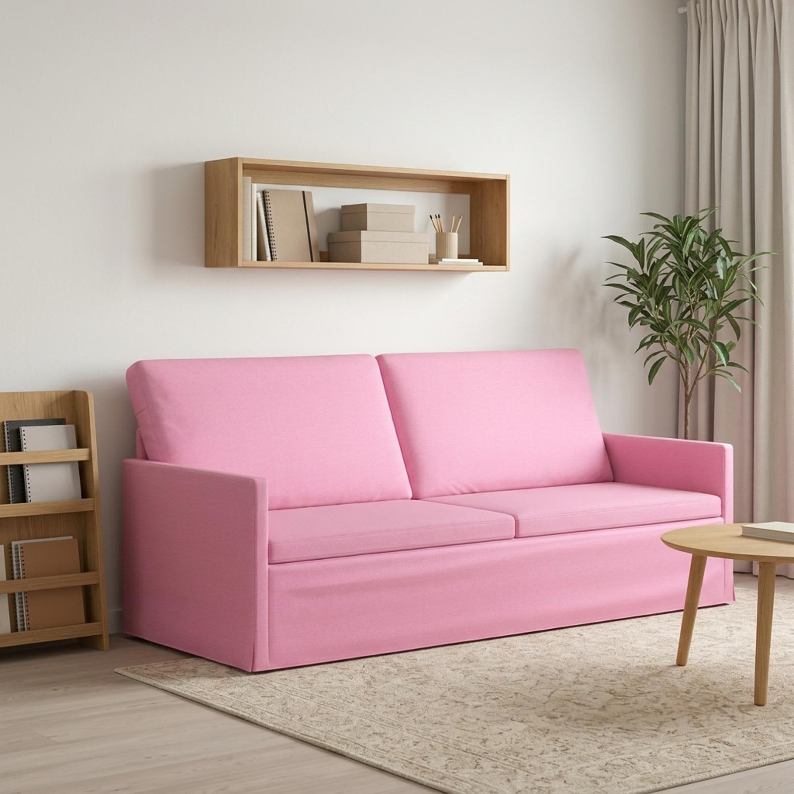 3-personers sofa i stof - lyserød, 190 x 81 x 82 cm