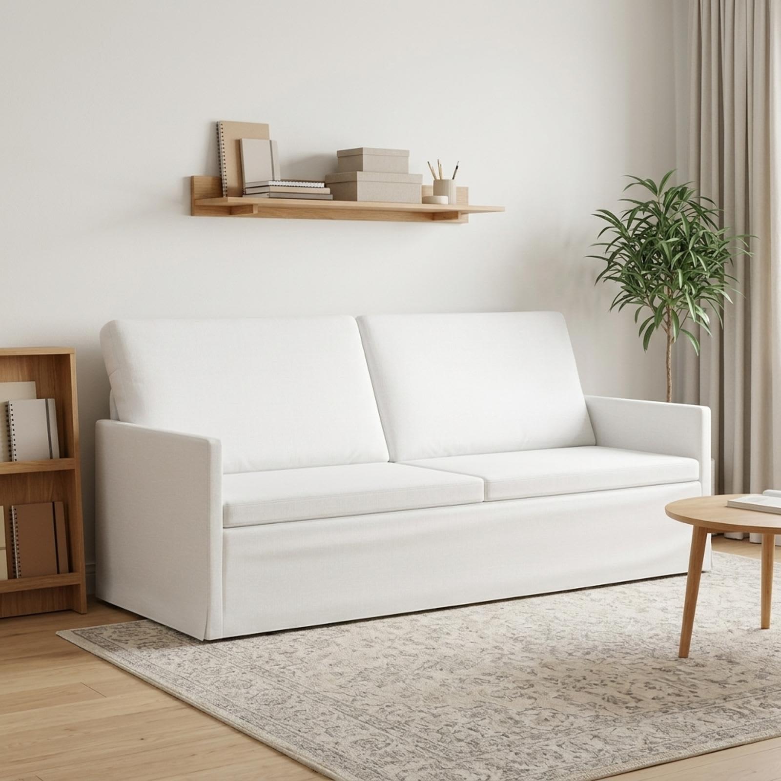 3-personers sofa i hvidt stof - 190 x 81 x 82 cm