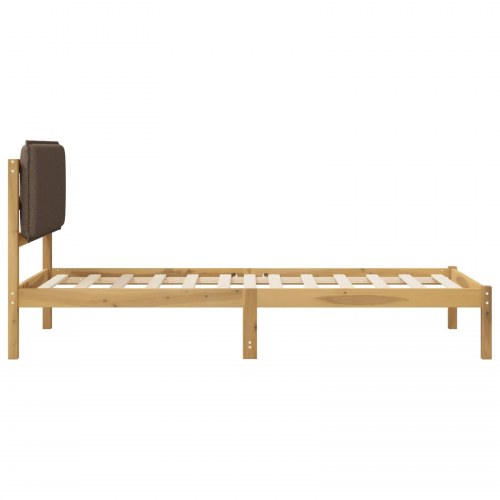 Sengestel med polstret hovedgavl - hvidvasket/taupe, 75 x 190 cm