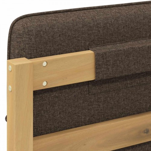 Sengestel med polstret hovedgavl 150 x 200 cm - hvidvasket/taupe