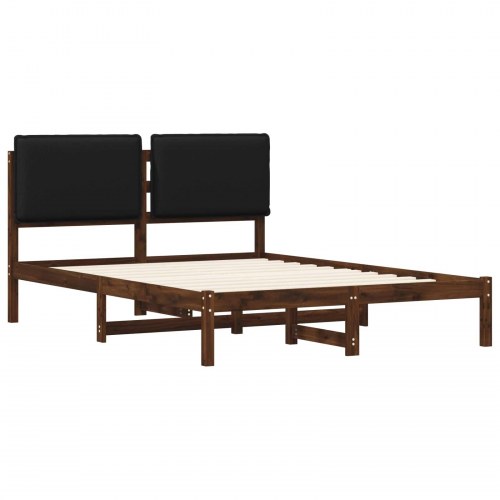 Sengestel med polstret hovedgavl - mørkebrun/sort 120 x 190 cm