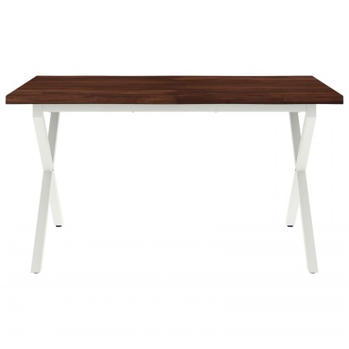 Spisebord med live edge 140 x 80 x 75 cm - mørk brun/hvid