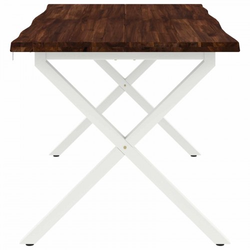Spisebord med live edge 140 x 80 x 75 cm - mørk brun/hvid