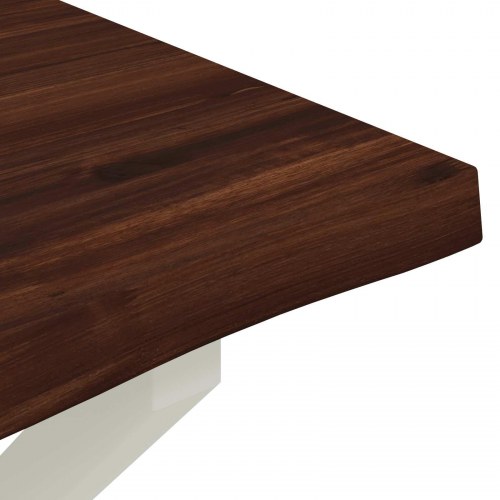 Spisebord med live edge 140 x 80 x 75 cm - mørk brun/hvid