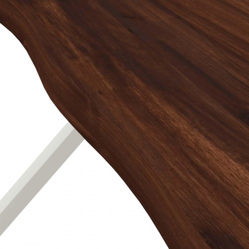 Spisebord med live edge 140 x 80 x 75 cm - mørk brun/hvid