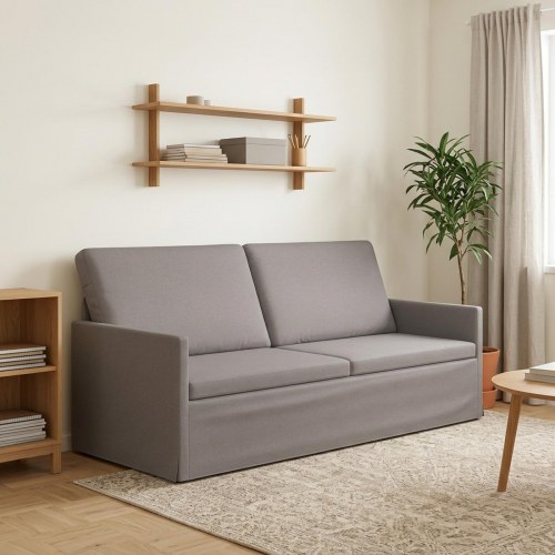 3-personers sofa i gråbrun stof - 190 x 81 x 82 cm