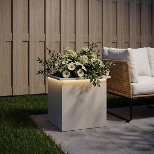 Plantekasse med LED - hvid 50 x 50 x 48 cm