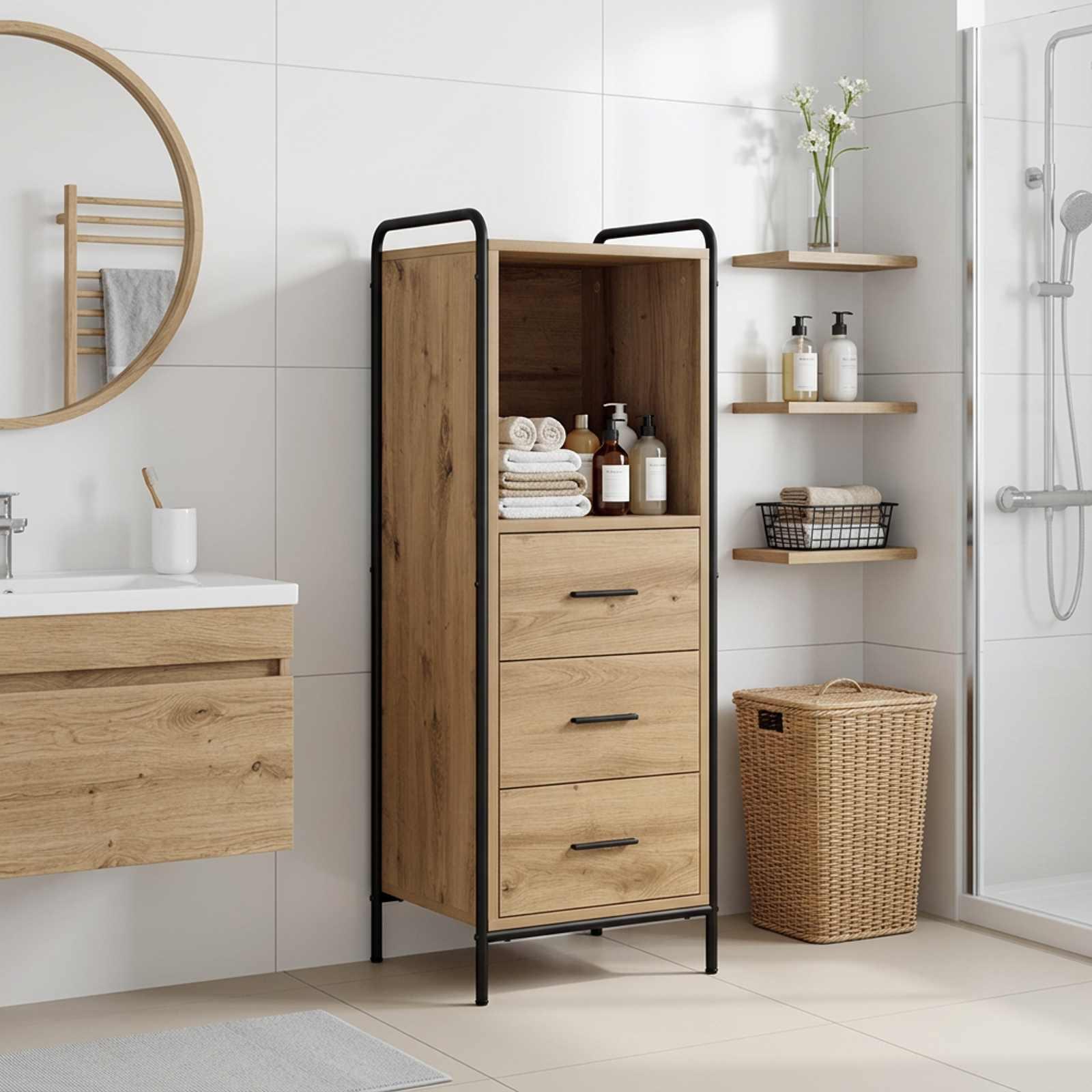 vidaXL Badeværelsesskab Artisan-eg 40 x 36 x 109,5 cm Konstrueret træ