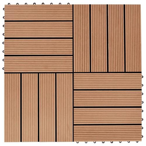 Terrassefliser 22 stk. 30 x 30 cm 2 m2 WPC teakfarve
