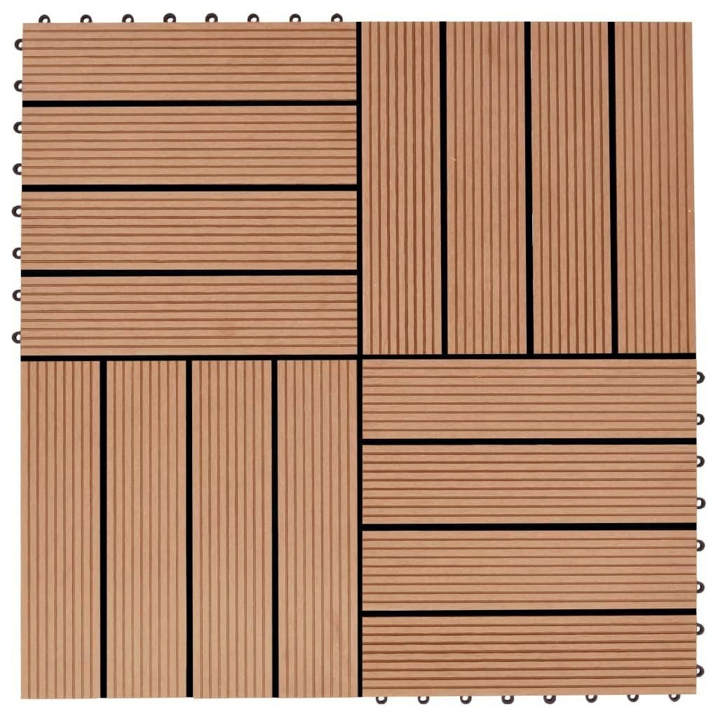 Terrassefliser 22 stk. 30 x 30 cm 2 m2 WPC teakfarve