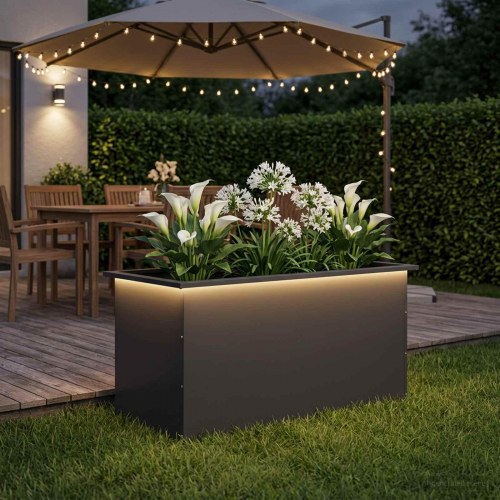 Plantekasse med LED - sort 50 x 100 x 48 cm