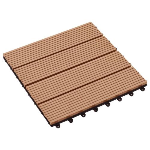 Terrassefliser 22 stk. 30 x 30 cm 2 m2 WPC teakfarve
