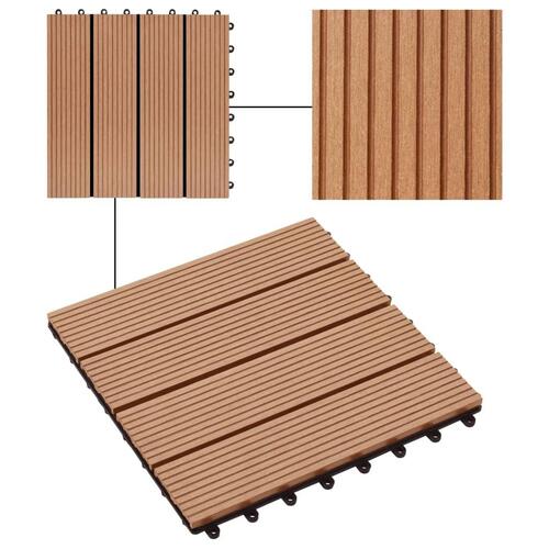 Terrassefliser 22 stk. 30 x 30 cm 2 m2 WPC teakfarve