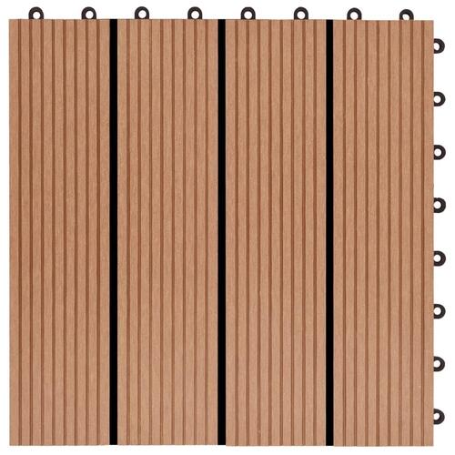 Terrassefliser 22 stk. 30 x 30 cm 2 m2 WPC teakfarve