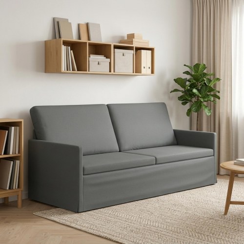 3-personers sofa i mørkegrå stof - 190 x 81 x 82 cm