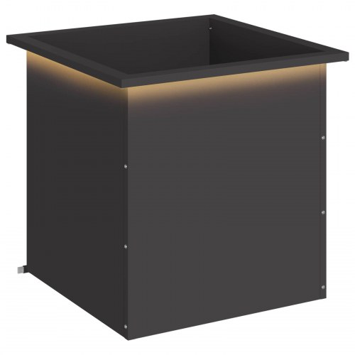 Plantekasse med LED i stål - sort 50 x 50 x 48 cm