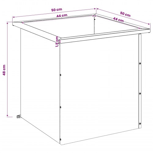 Plantekasse med LED i stål - sort 50 x 50 x 48 cm