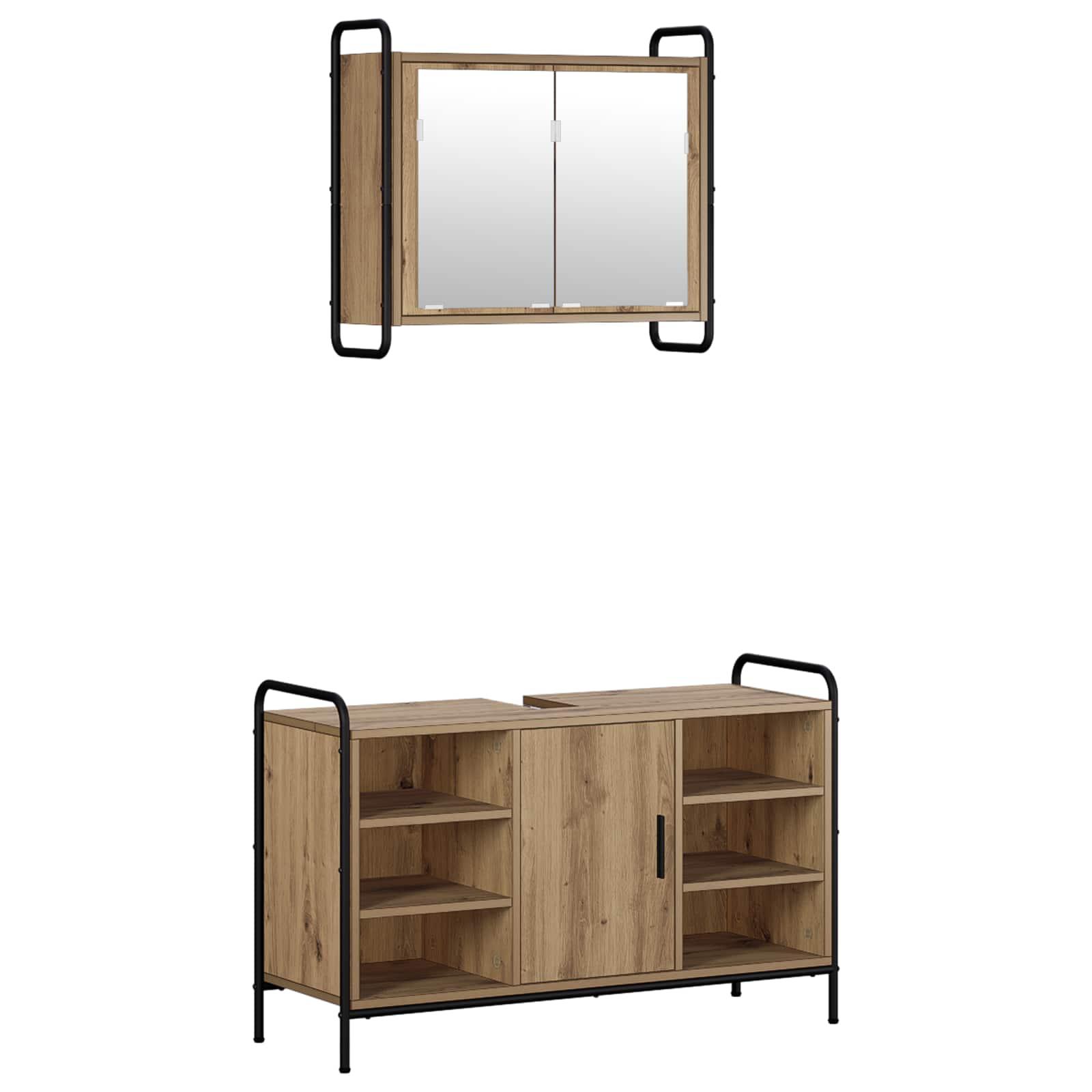 vidaXL Badeværelsesskabsæt 2 stk. Artisan-eg 65,5 x 34 x 61 cm
