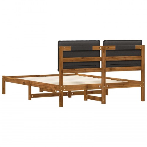 Sengestel med polstret hovedgavl 140 x 200 cm - naturfarvet/mørkegrå