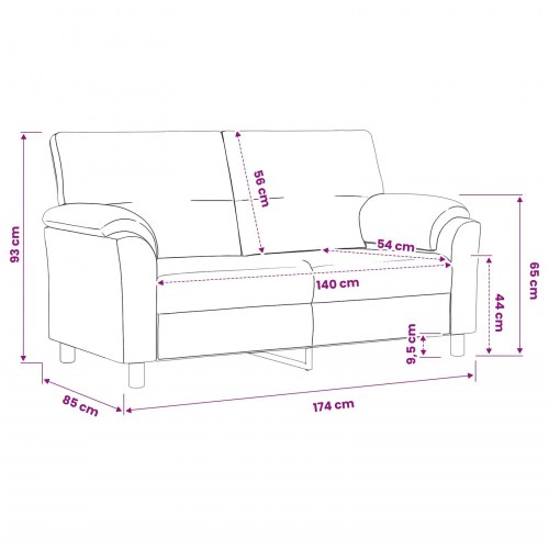 2-personers fløjlsofa - blå 174 x 85 x 93 cm