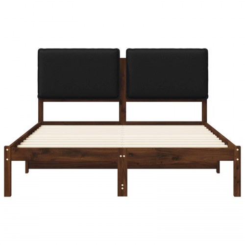 Sengestel med polstret hovedgavl 135 x 190 cm - mørkebrun og sort