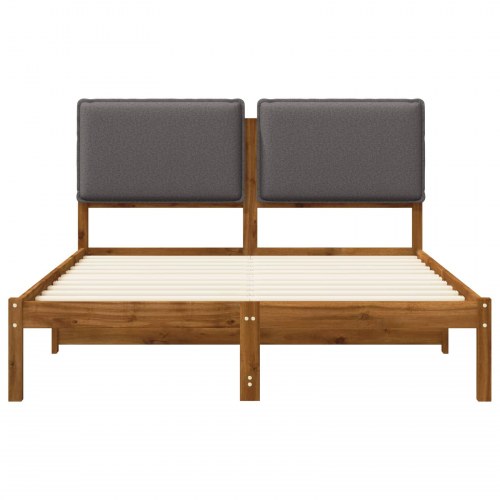 Sengestel med polstret hovedgavl 150 x 200 cm - naturfarvet/lysegrå