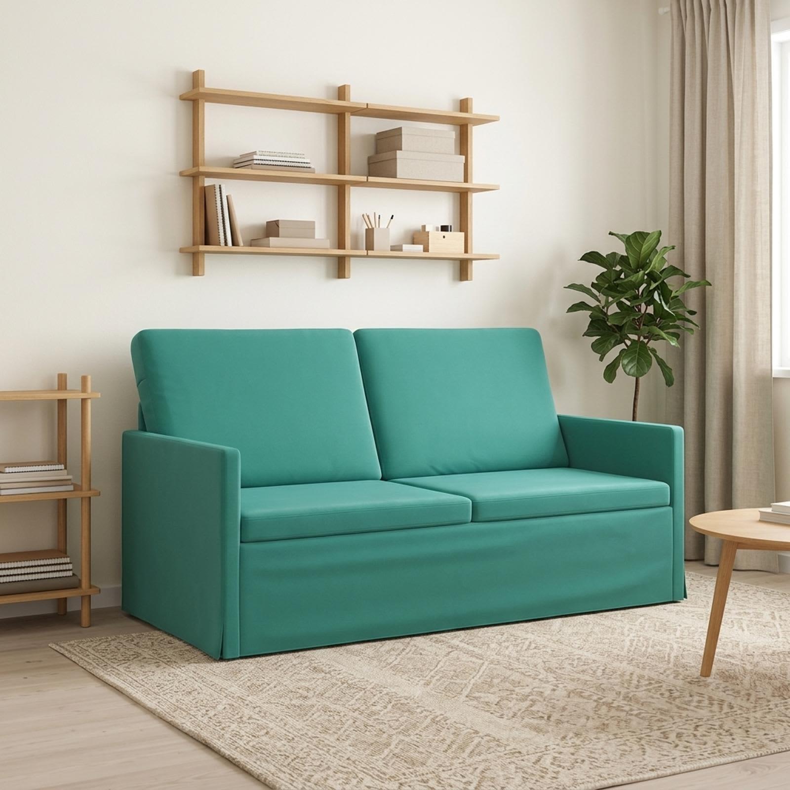 2-personers sofa i turkis velour - 150 x 81 x 82 cm