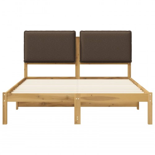 Sengestel med polstret hovedgavl 140 x 200 cm - hvidvasket/taupe