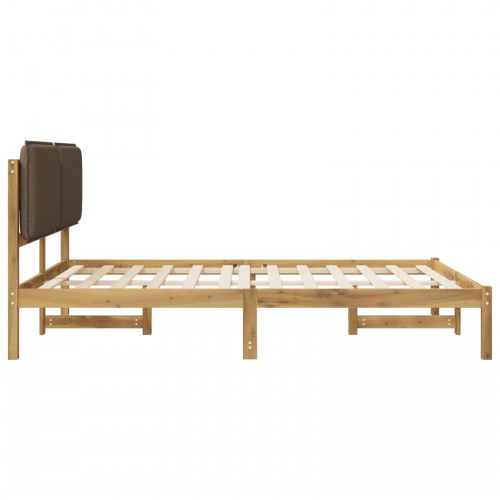Sengestel med polstret hovedgavl 140 x 200 cm - hvidvasket/taupe