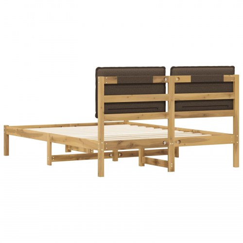 Sengestel med polstret hovedgavl 140 x 200 cm - hvidvasket/taupe