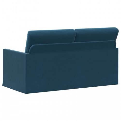 2-personers sofa i blå velour - 150 x 81 x 82 cm