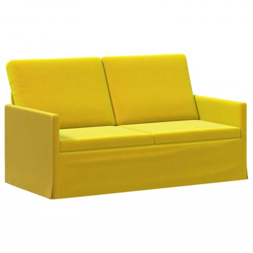 2-personers sofa i gul velour - 150 x 81 x 82 cm