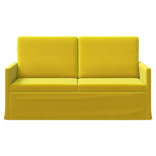 2-personers sofa i gul velour - 150 x 81 x 82 cm