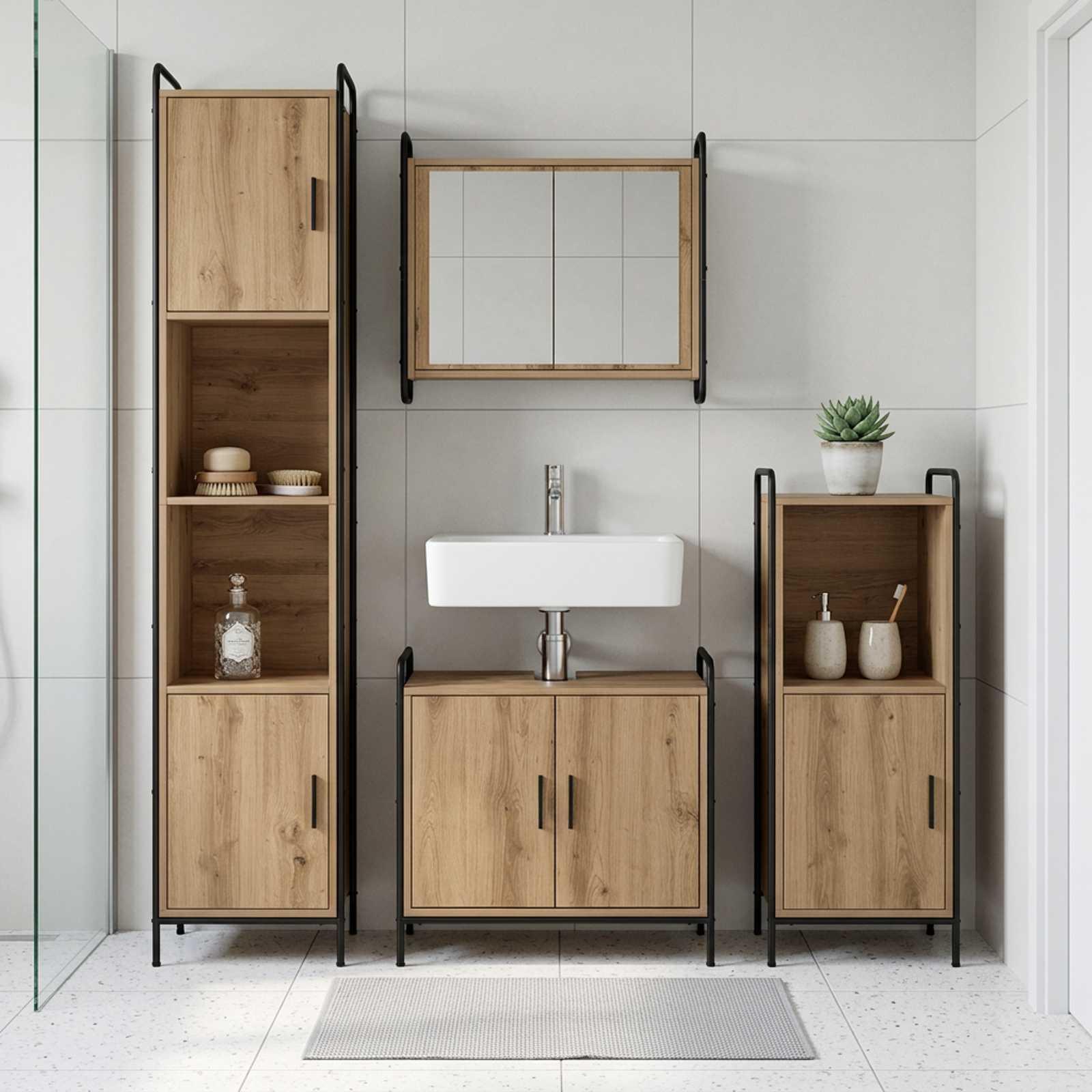 vidaXL Badeværelsesskabsæt 2 stk. Artisan-eg 65,5 x 34 x 61 cm