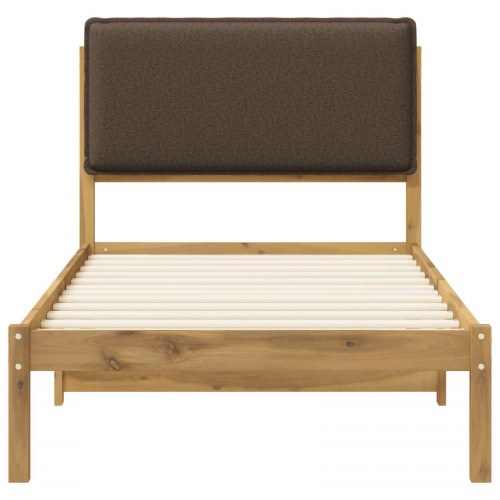 Sengestel med polstret hovedgavl 90 x 200 cm - hvidvasket/taupe