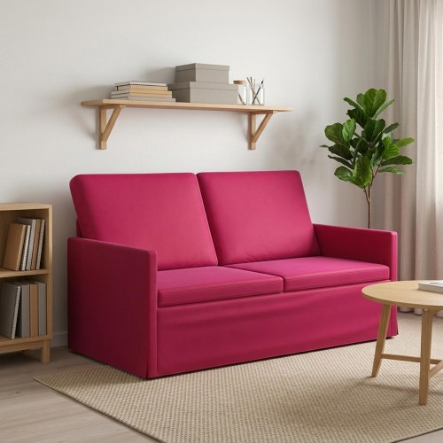 2-personers sofa i velour - vinrød, 150 x 81 x 82 cm
