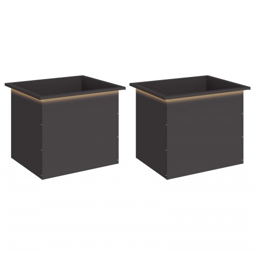 Plantekasse med LED - 2 stk., sort, 50 x 60 x 48 cm