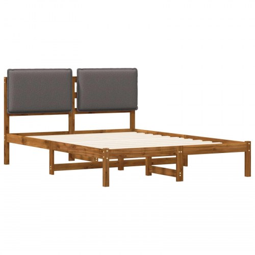 Sengestel med polstret hovedgavl 120 x 190 cm - naturfarvet/lysegrå