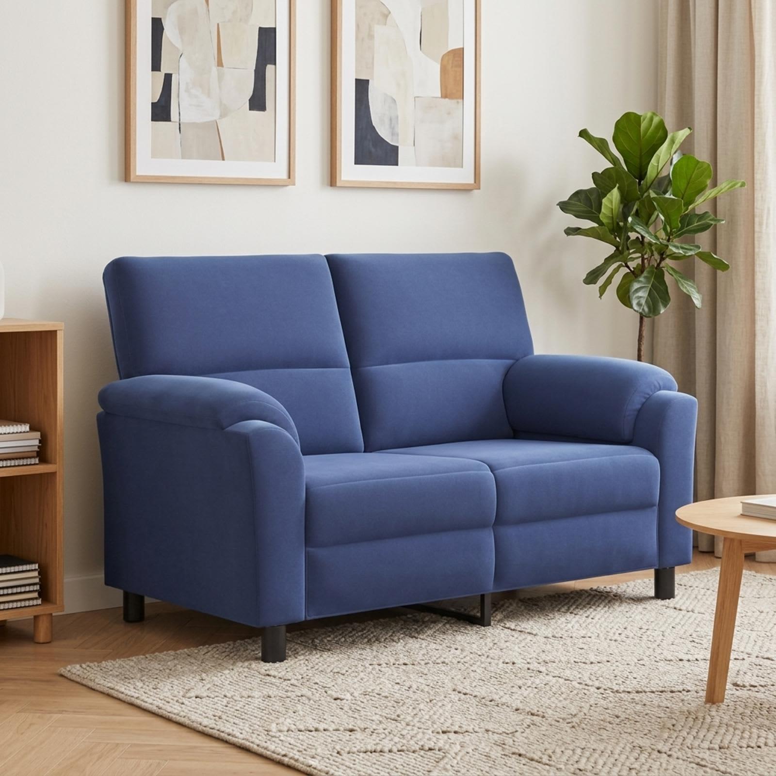 2-personers sofa i fløjl - Politi blå, 154 x 85 x 93 cm