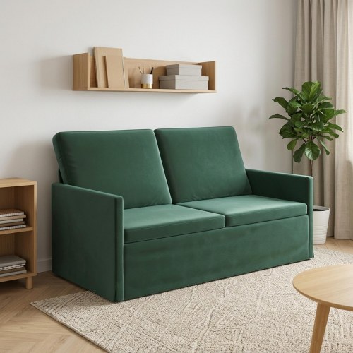 2-personers sofa i mørkegrøn velour - 150 x 81 x 82 cm