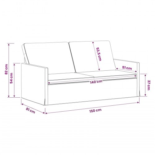 2-personers sofa i mørkegrøn velour - 150 x 81 x 82 cm