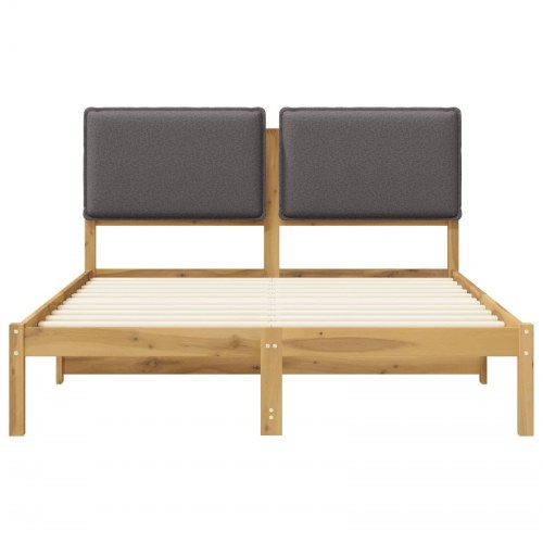 Sengestel med polstret hovedgavl 140 x 190 cm - hvidvasket/lysegrå
