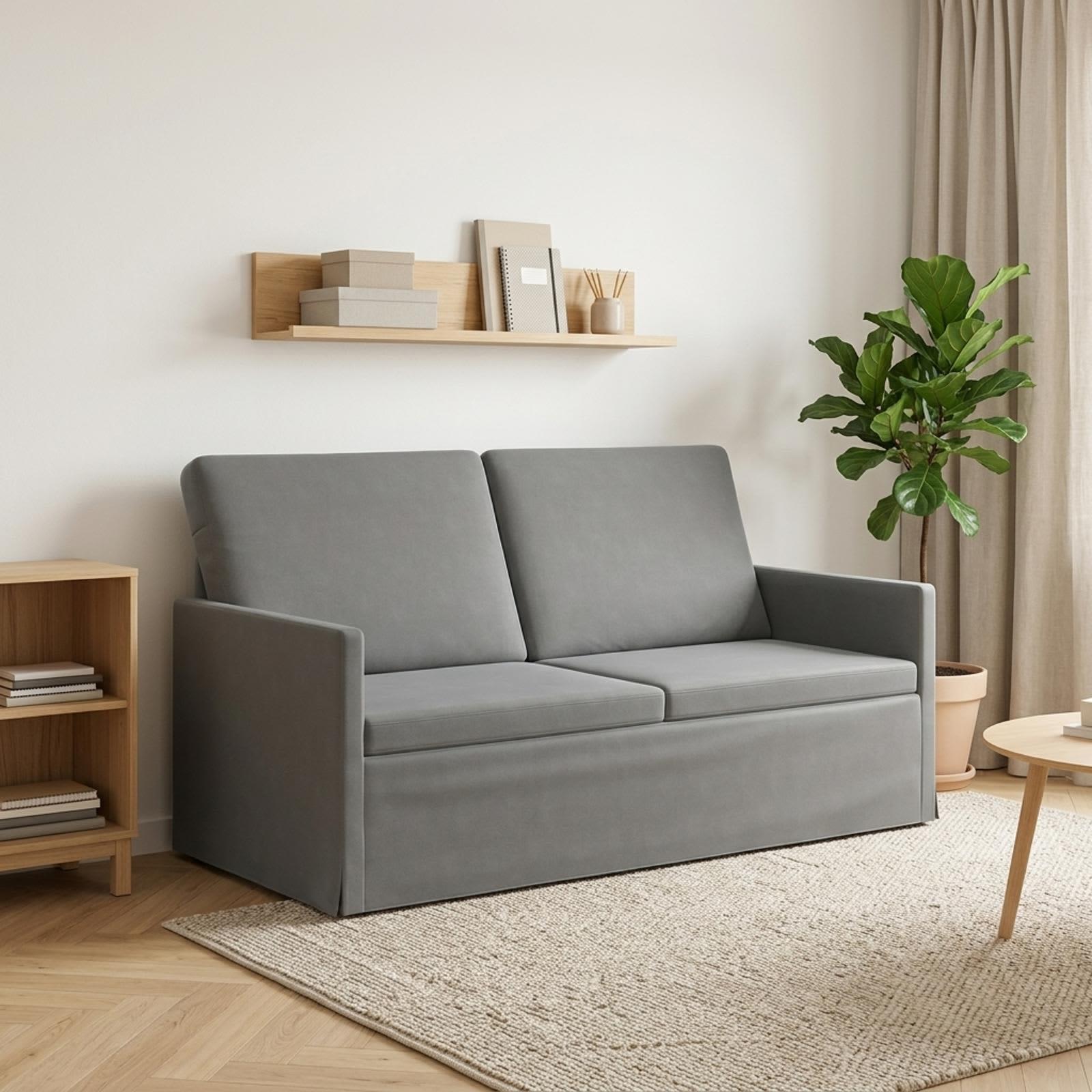 2-personers sofa i mørkegrå velour - 150 x 81 x 82 cm
