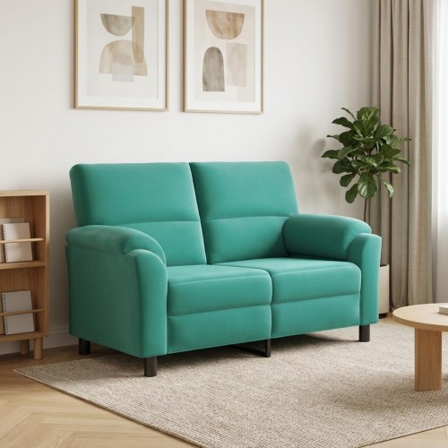 2-personers sofa i turkis fløjl - 154 x 85 x 93 cm