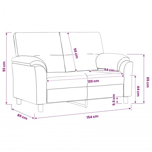 2-personers sofa i turkis fløjl - 154 x 85 x 93 cm