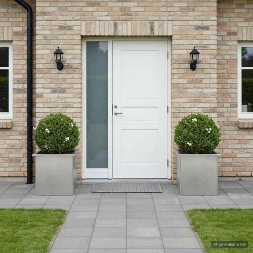 Plantekasse med LED 2 stk. - sølv 40 x 40 x 40 cm