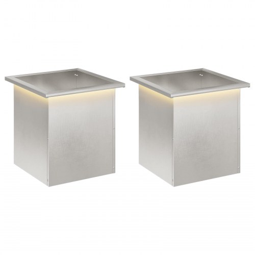 Plantekasse med LED 2 stk. - sølv 40 x 40 x 40 cm