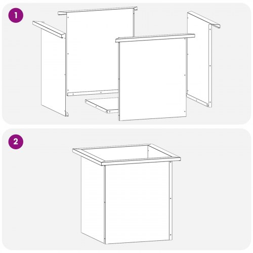 Plantekasse med LED 2 stk. - sølv 40 x 40 x 40 cm