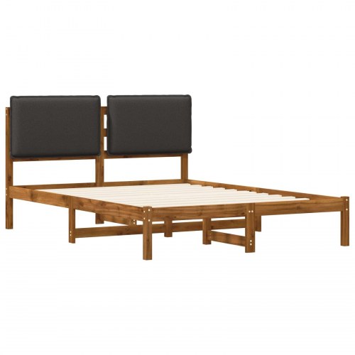 Sengestel med polstret hovedgavl 150 x 200 cm - naturfarvet/mørkegrå