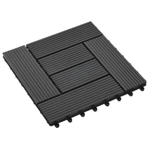 Terrassefliser 22 stk. 30 x 30 cm 2 m2 WPC sort